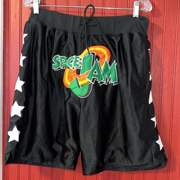 Space Jam Just Don Basketball Shorts Black W/ Stars & Zipper Pockets Mens XL - Picture 4 of 10